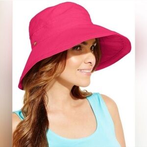 Scala Adjustable Cotton Bucket Sun Hat Big Brim Packable UPF 50+ Pink